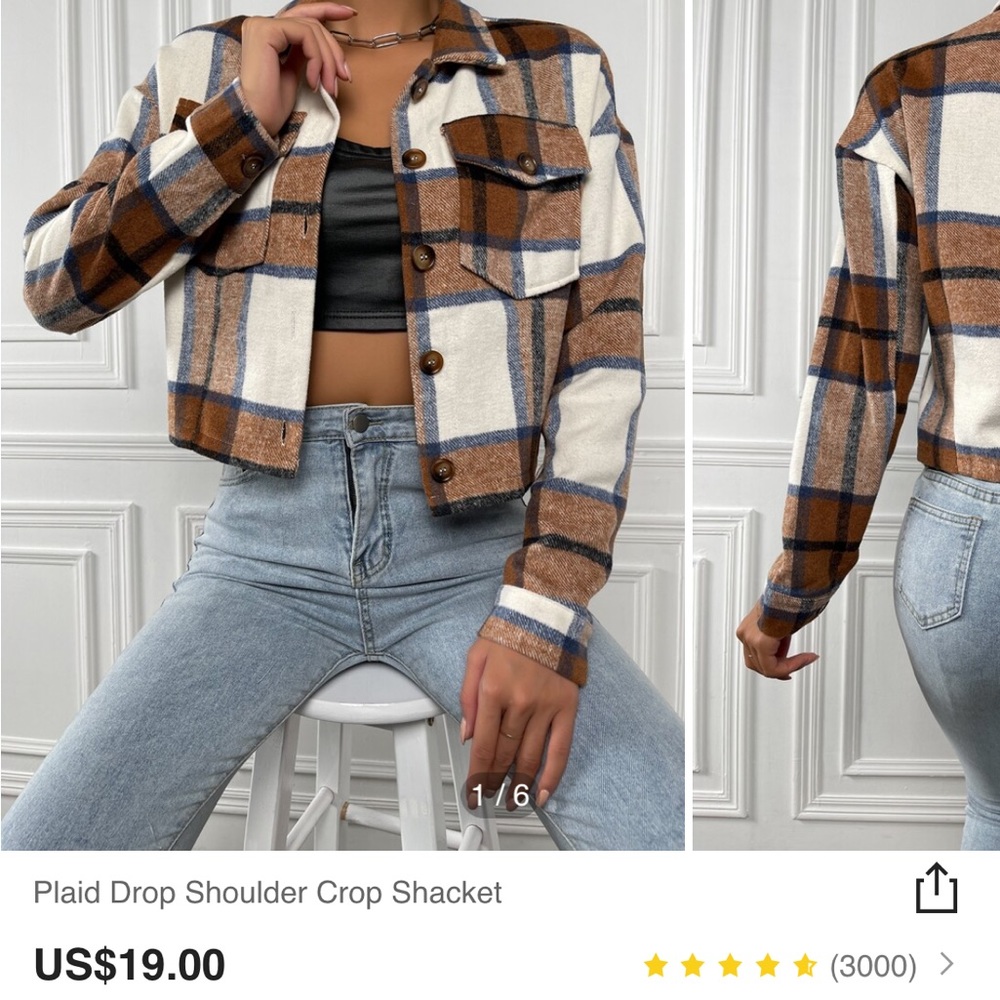 Cropped flannel shacket